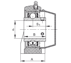 直立式軸承座單元 RASEY50-TV-VA, 塑料軸承座,內圈帶平頭螺釘的外球面球軸承,耐腐蝕設計,R密封 直立式軸承座單元 RASEY50-TV-VA, 塑料軸承座,內圈帶平頭螺釘的外球面球軸承,耐腐蝕設計,R密封