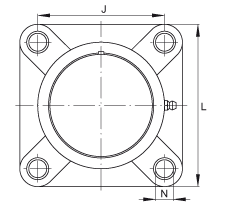 軸承座單元 PCJ35-TV-FA125.5, 四孔塑料軸承座，帶偏心鎖圈的外球面球軸承，帶 Corrotect? 涂層，P型密封