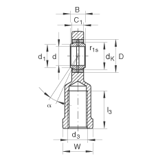 桿端軸承 GIL25-DO, 根據(jù) DIN ISO 12 240-4 標準，帶左旋內(nèi)螺紋，需維護