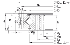 交叉滾子軸承 XI120288-N, 有內齒，兩側唇密封