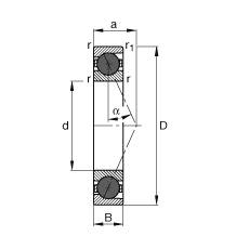 主軸軸承 HCB71918-E-T-P4S, 調節，成對或單元安裝，接觸角 α = 25°，陶瓷球，限制公差