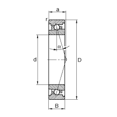 主軸軸承 HS7000-C-T-P4S, 調節，成對安裝，接觸角 α = 15°，限制公差