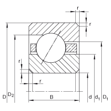 薄截面軸承 CSEG070, 角接觸球軸承，類型E，運行溫度 -54°C 到 +120°C