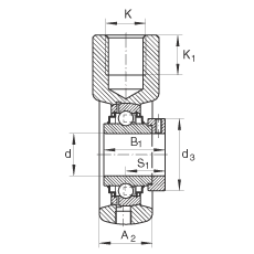 吊裝式軸承座單元 RHE20, 鑄鐵軸承座,帶偏心鎖圈的外球面球軸承,R 密封 吊裝式軸承座單元 RHE20, 鑄鐵軸承座,帶偏心鎖圈的外球面球軸承,R 密封