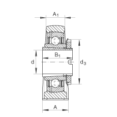 直立式軸承座單元 RASEA20-N, 鑄鐵軸承座,帶緊定套的外球面球軸承,R 型密封 直立式軸承座單元 RASEA20-N, 鑄鐵軸承座,帶緊定套的外球面球軸承,R 型密封