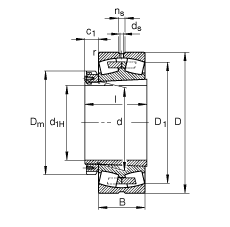 調心滾子軸承 23168-B-K-MB + H3168, 根據 DIN 635-2 標準的主要尺寸, 帶錐孔和緊定套 調心滾子軸承 23168-B-K-MB + H3168, 根據 DIN 635-2 標準的主要尺寸, 帶錐孔和緊定套